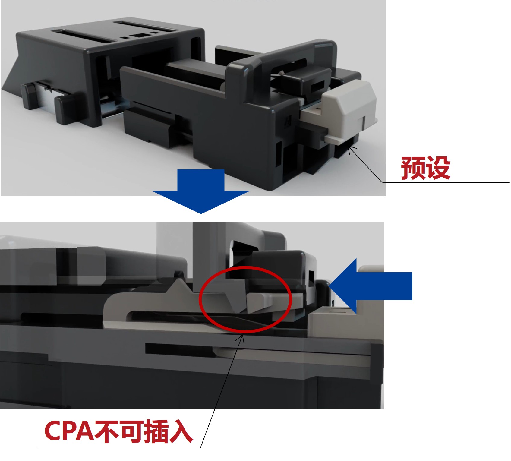 ZE150HV系列 CPA半插合状态说明图
